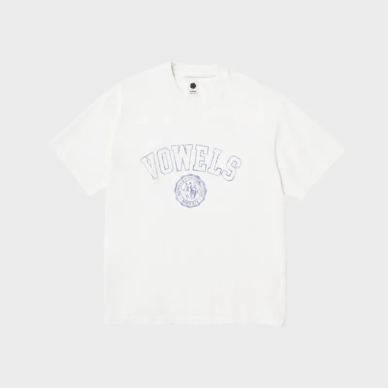 vowels Faded Collegiate Tee - White made by Vowels