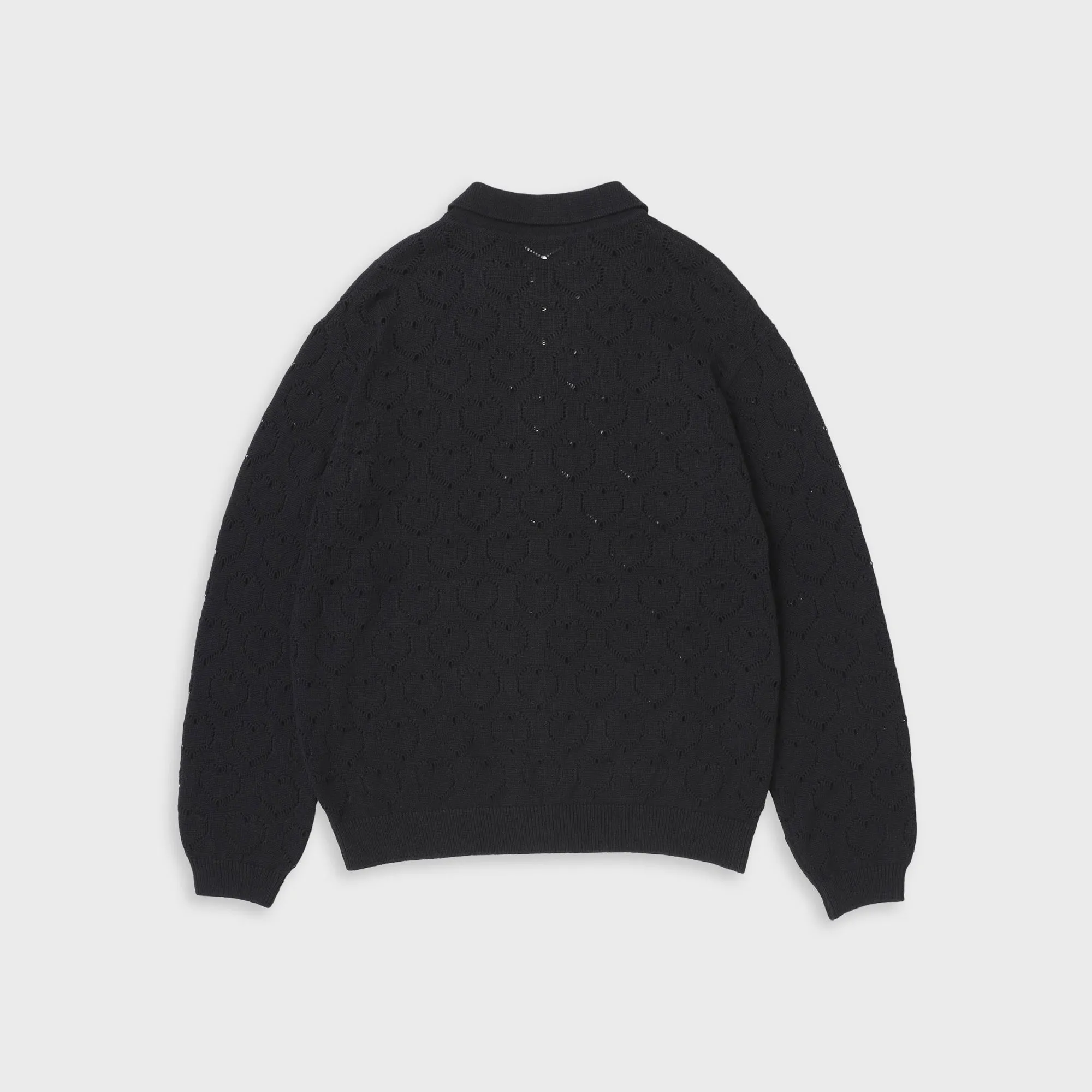 vowels Eyelet Knitted Zip Up Sweater - Black sold by Kith product image thumbnail 2