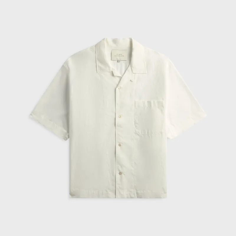 Studio Nicholson Agios Short Sleeve Shirt - Optic White made by Studio Nicholson