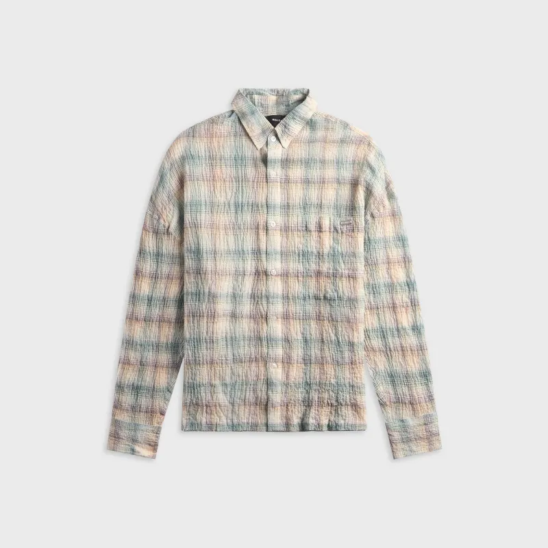 NAHMIAS Featherwieght Plaid Long Sleeve Shirt - Dusty Rainbow Shirting made by Nahmias