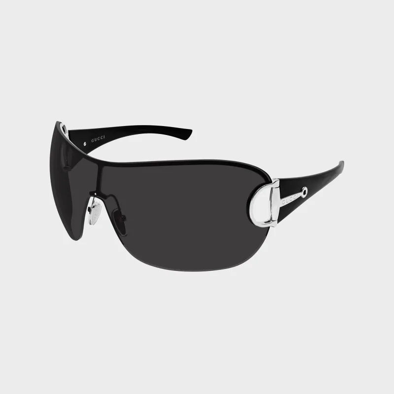 Gucci Rimless Mask Sunglasses - Silver / Black / Grey made by Gucci