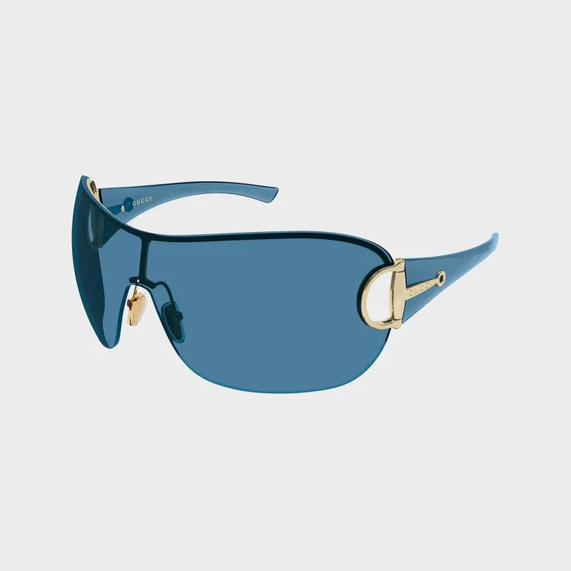 Gucci Rimless Mask Sunglasses - Gold / Blue made by Gucci