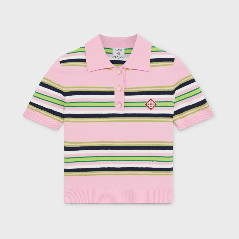 Casablanca Stripe Fitted Polo - Pink made by Casablanca