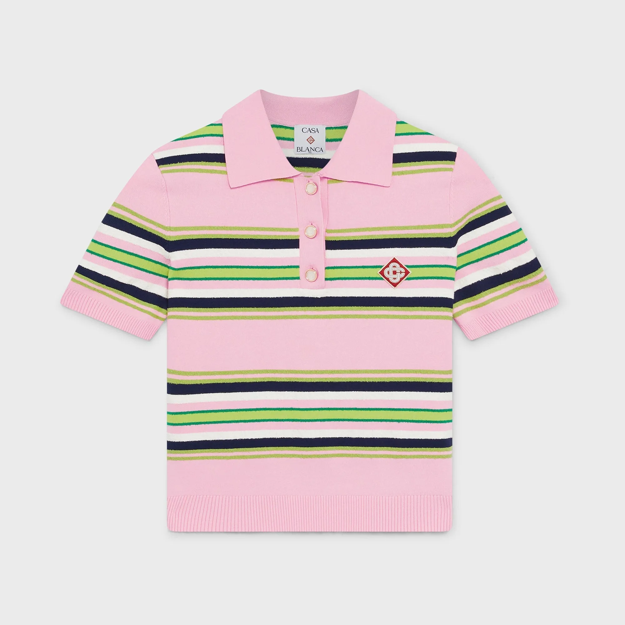 Casablanca Stripe Fitted Polo - Pink sold by Kith