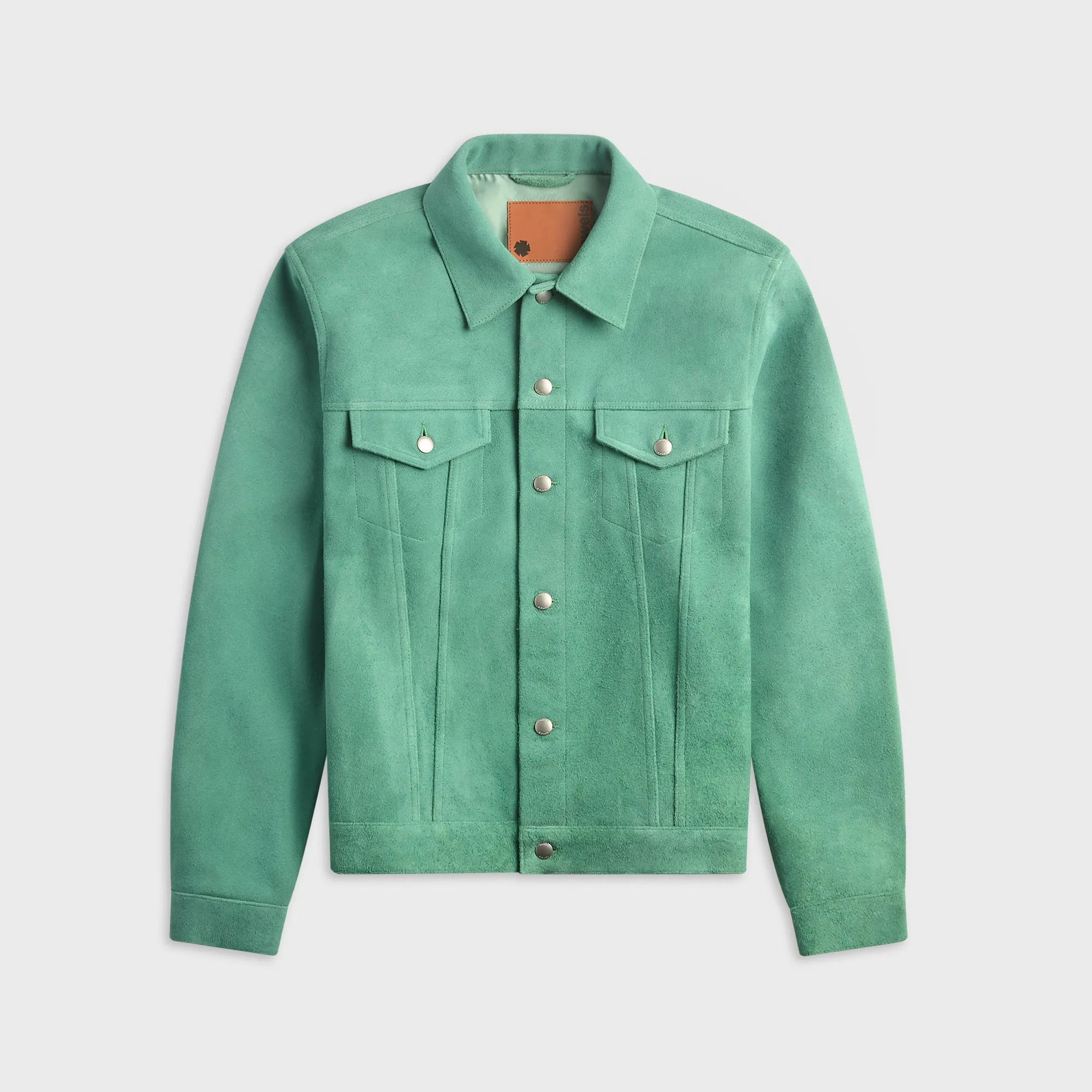 vowels Suede Trucker Jacket - Damp Green sold by Kith