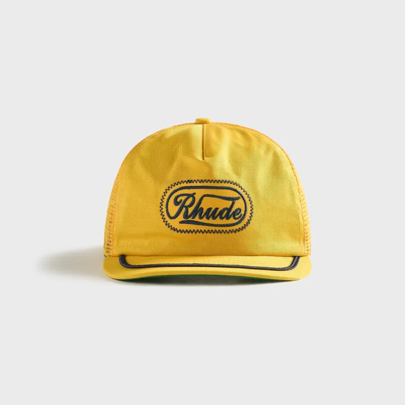 Rhude Patch Trucker Cap - Yellow / Navy made by Rhude