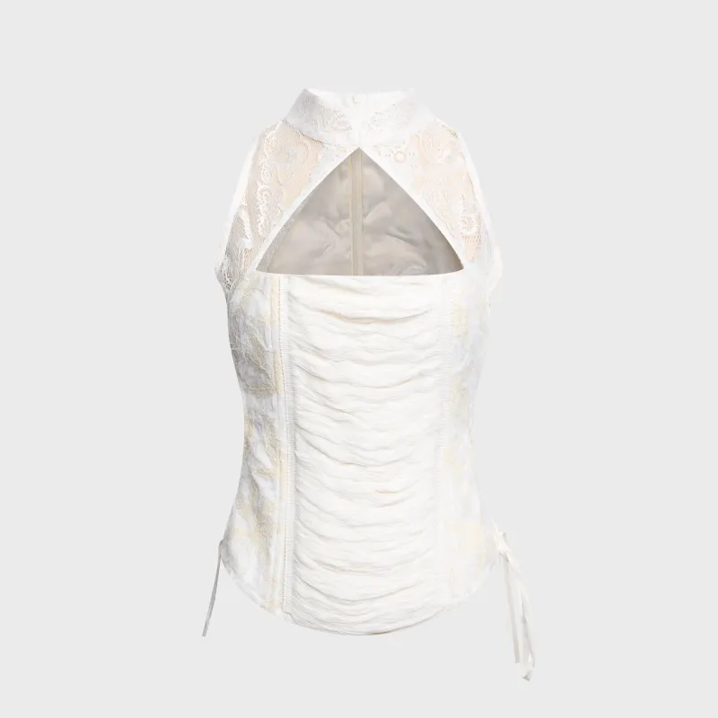 Kim Shui Ana Lace Up Halter Corset - White made by Kith