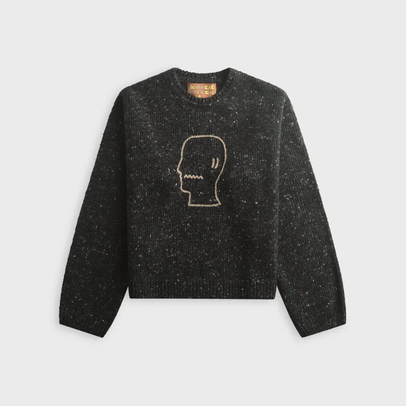 Brain Dead Logohead Alpaca Crewneck Sweater - Charcoal made by Brain Dead