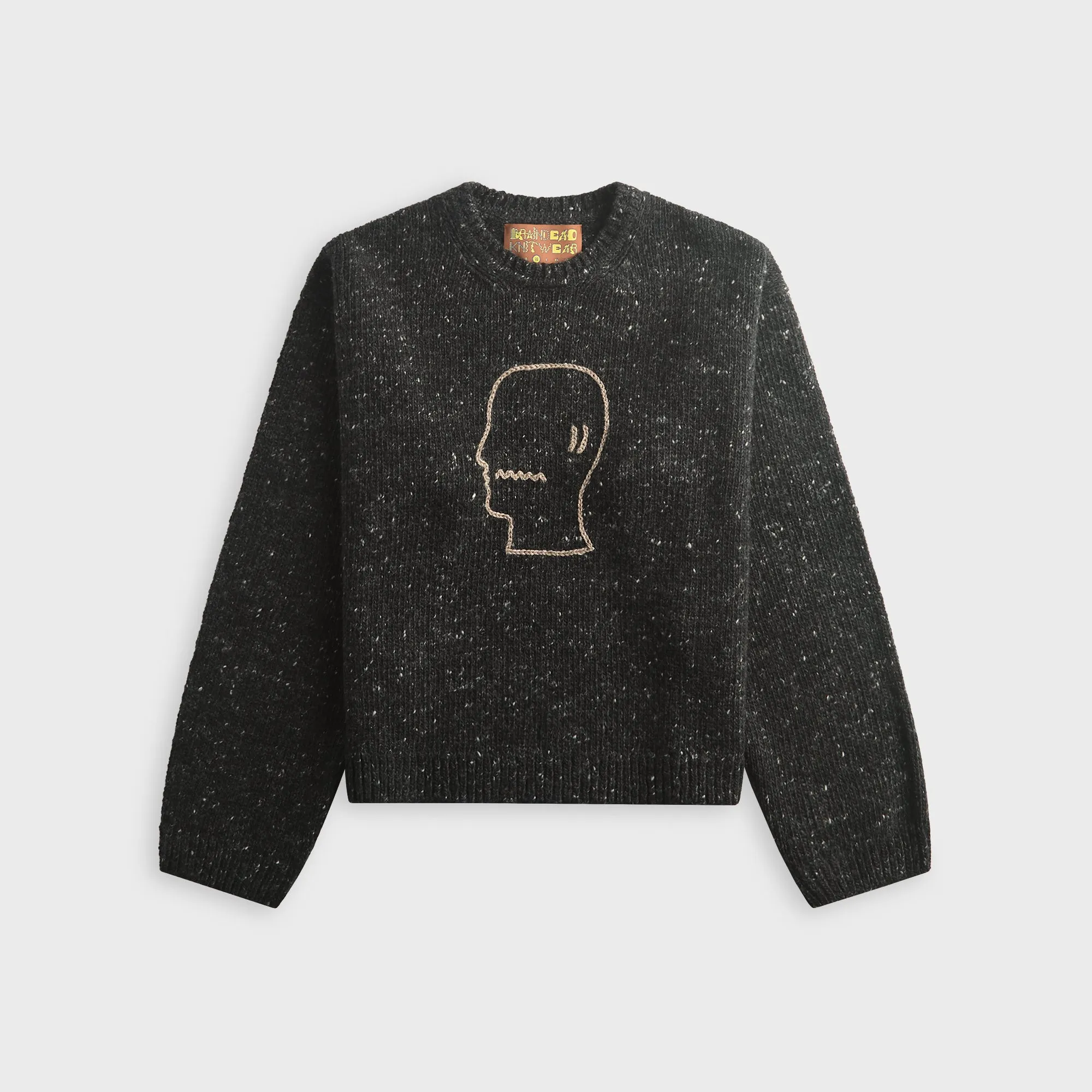 Brain Dead Logohead Alpaca Crewneck Sweater - Charcoal sold by Kith