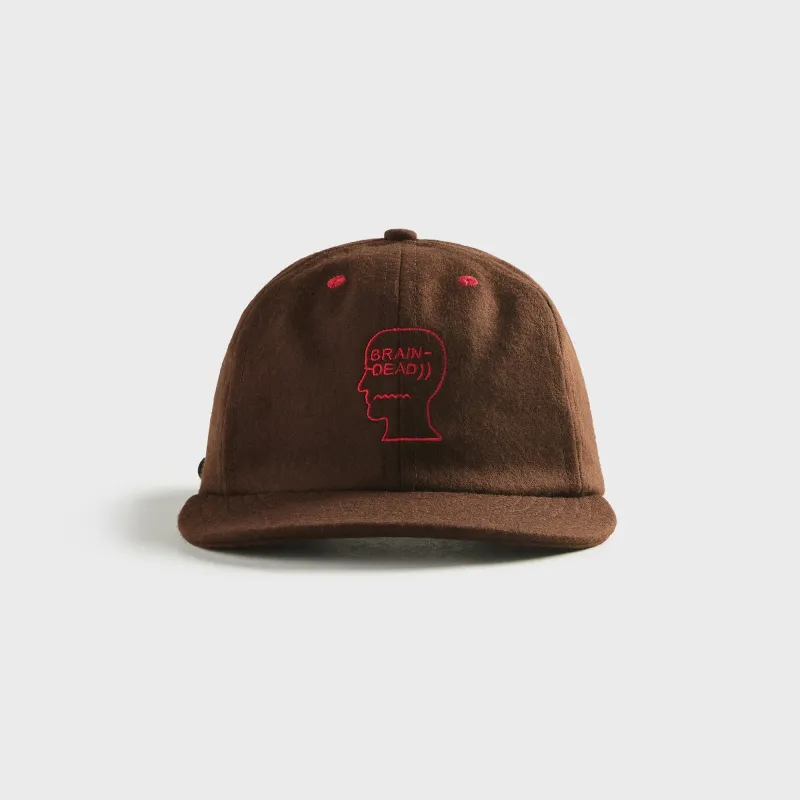 Brain Dead Flannel Classic Logohead 6 Panel Cap - Brown made by Brain Dead