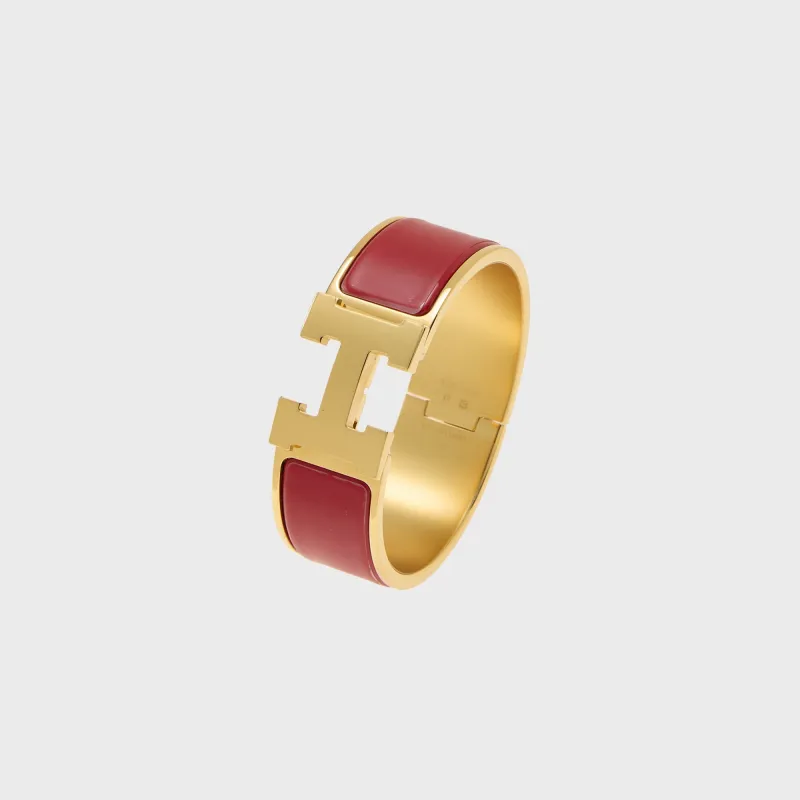 WGACA Hermes Clic H Wide Bracelet - Red / Gold made by Kith