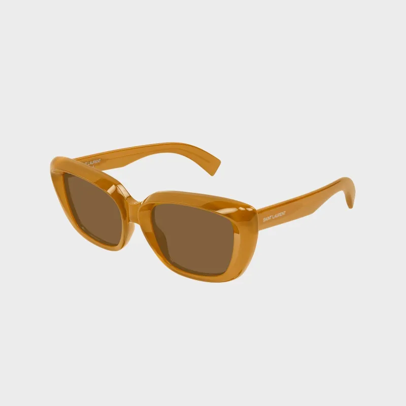 Saint Laurent Recycled Acetate Sunglasses - Yellow / Brown made by Yves Saint Laurent