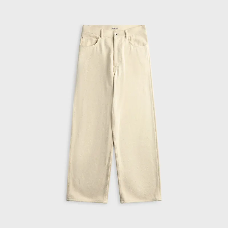 Auralee Silk Nep Denim 5P Wide Pant - Ivory / White made by Auralee