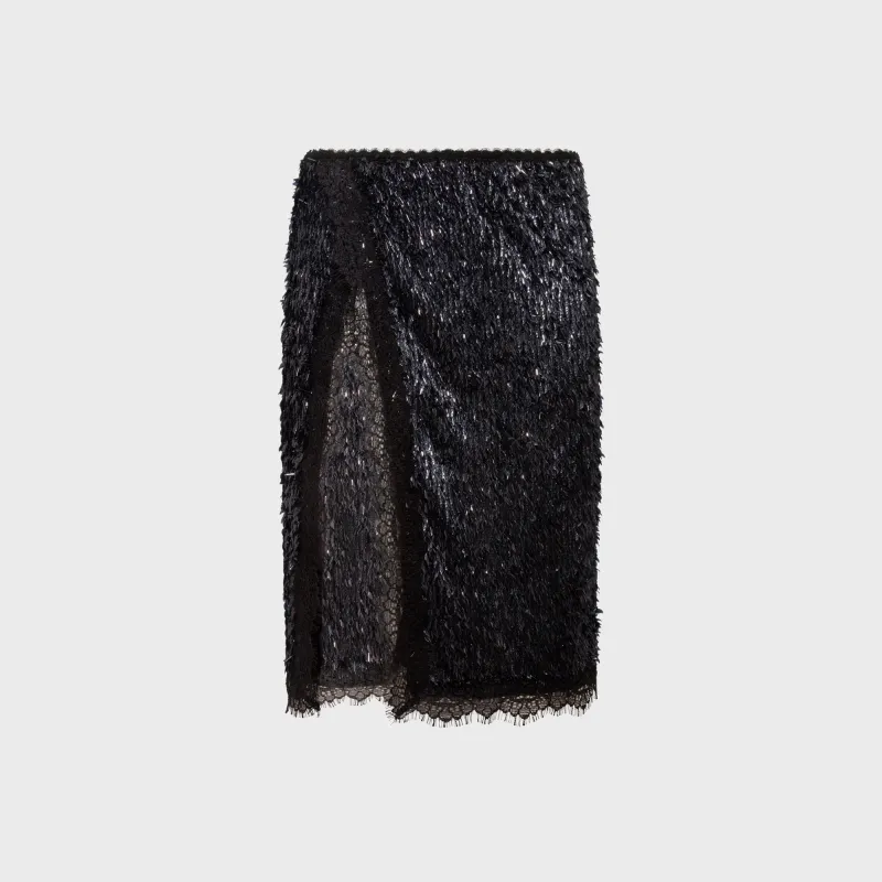Siedres Bianca Sequin Midi Skirt - Black made by Siedres