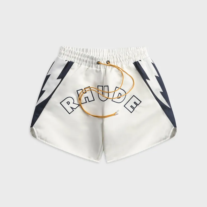 Rhude Logo Lightning Short - White / Navy made by Rhude