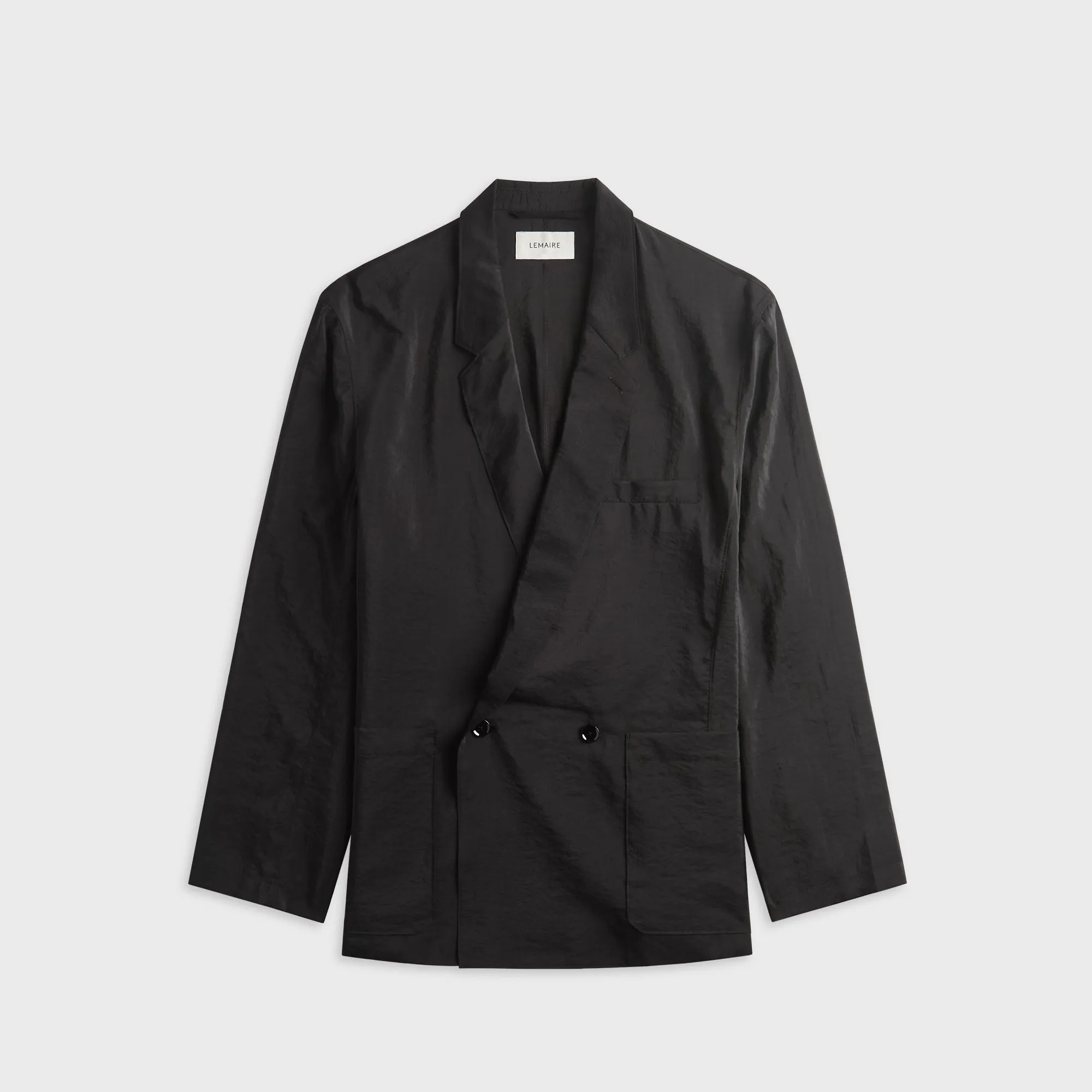 Lemaire Soft Tailoring Double Breasted Coat - Black sold by Kith