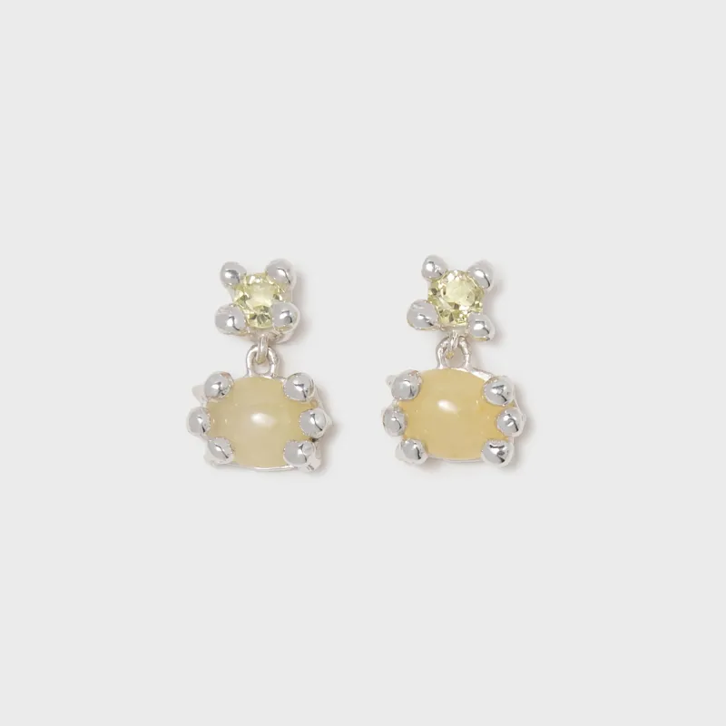 Faris Dotto Bug Drop Earrings - Silver / Pineapple Jasper made by FARIS