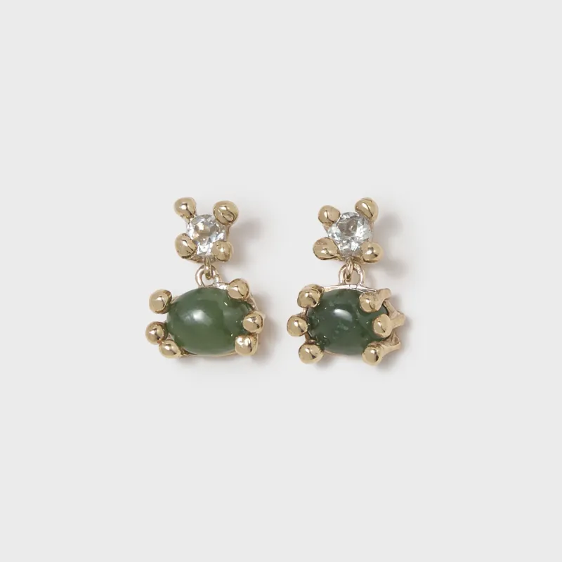 Faris Dotto Bug Drop Earrings - Gold / Jade made by FARIS