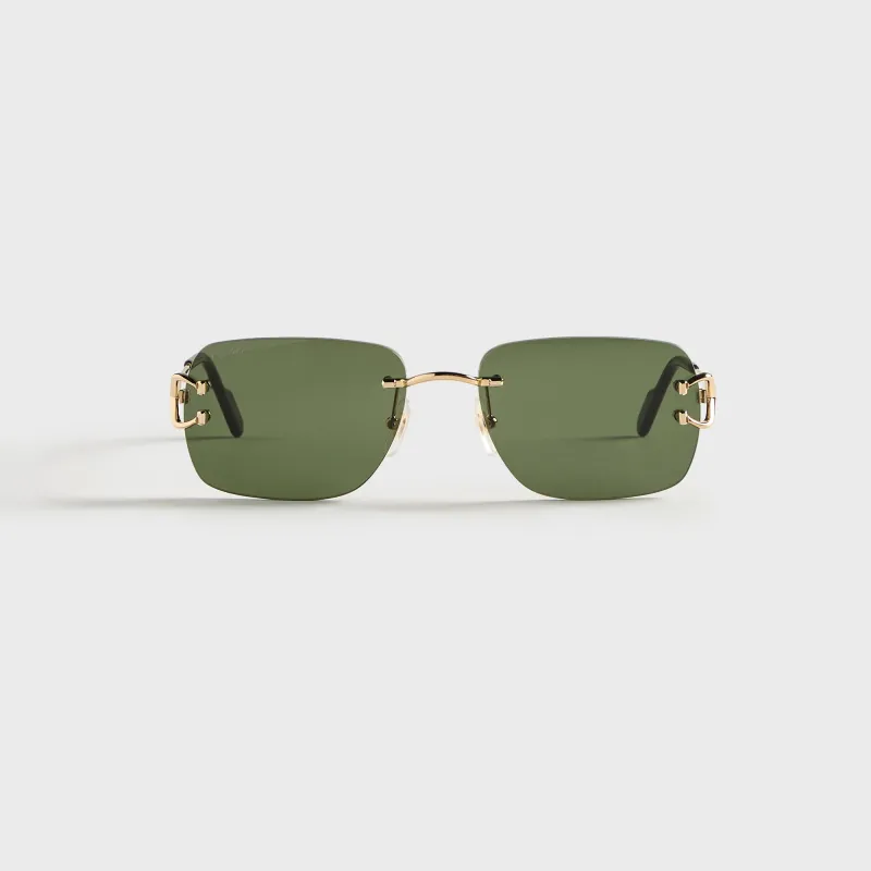 Cartier Piccadilly Man Metal Sunglasses - Gold / Green made by Cartier