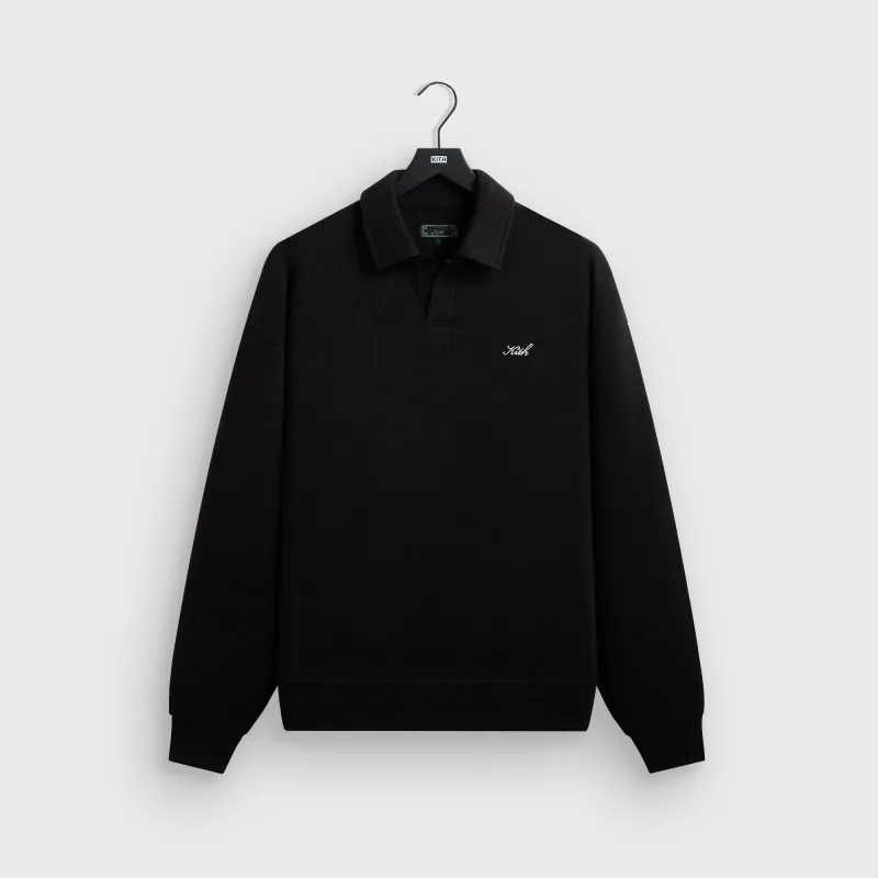 Kith Micro Waffle Nelson Rugby Pullover - Black made by Kith