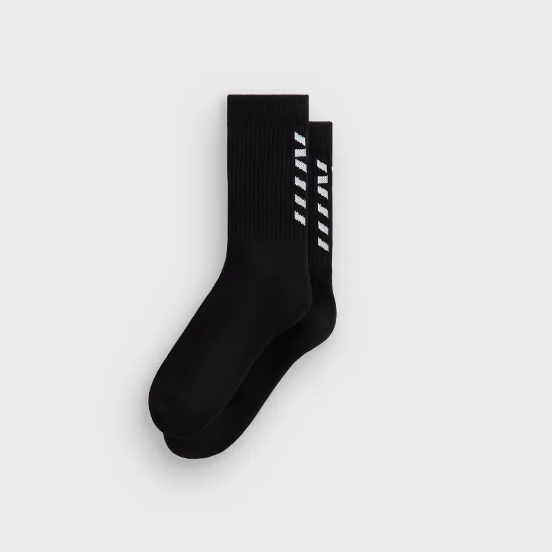 Kith Fast Logo Cotton Crew Socks - Black made by Kith