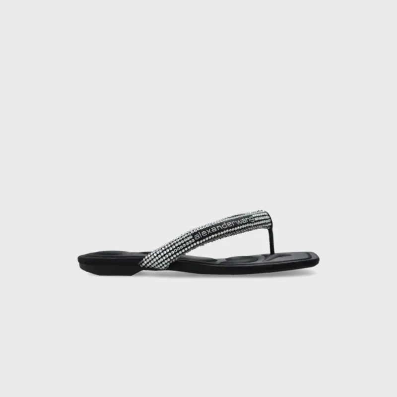 Alexander Wang Jenna Tubular Flat Thong Sandal - Black Crystal made by Alexander Wang