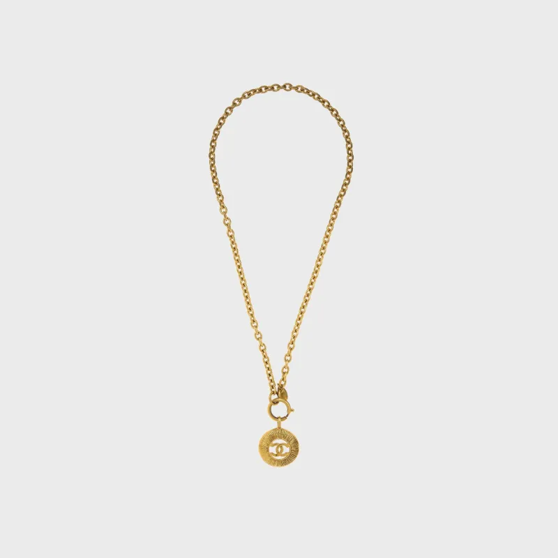 WGACA Chanel CC Sunburst Necklace - Gold made by What Goes Around Comes Around