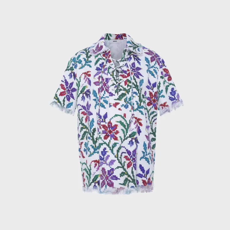 Siedres Carlos Lace-Up Polo Shirt - Multi made by Siedres