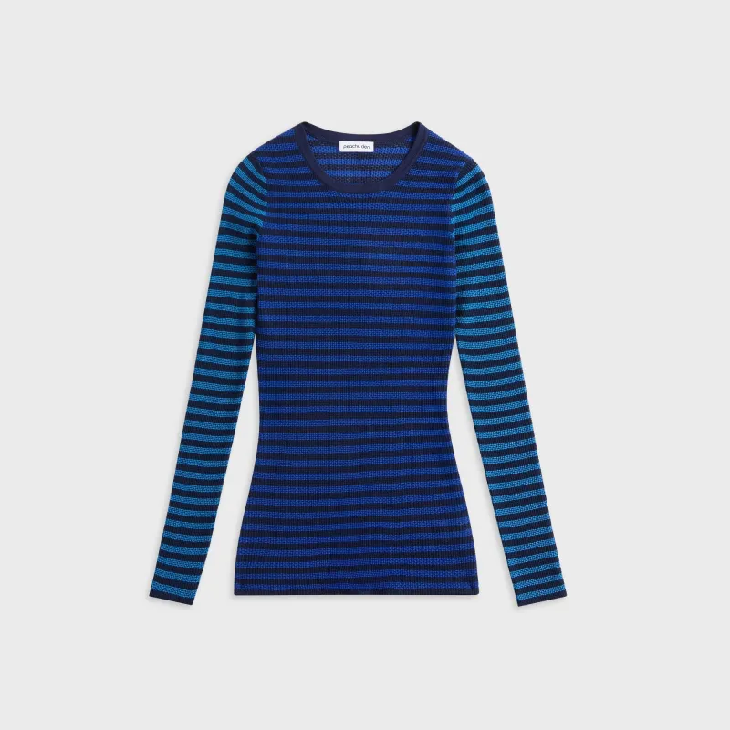 Peachy Den Elise Stripe Long Sleeve Top - Navy Stripe made by Peachy Den