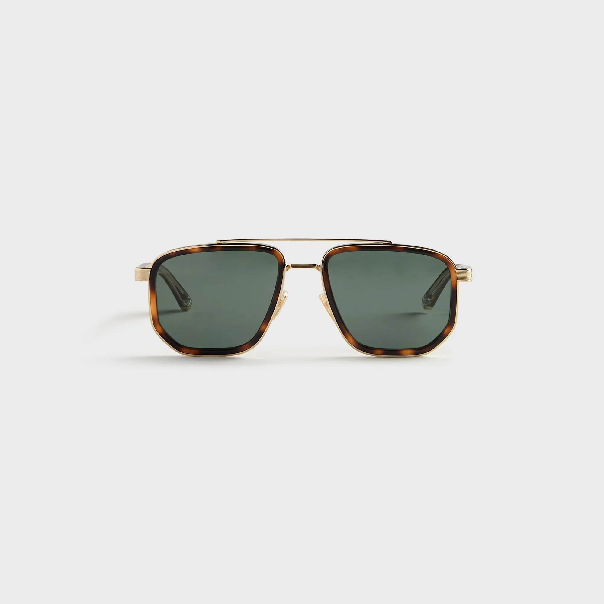 Gucci GG2073S Navigator Frame Sunglasses - Gold / Havana / Green sold by Kith