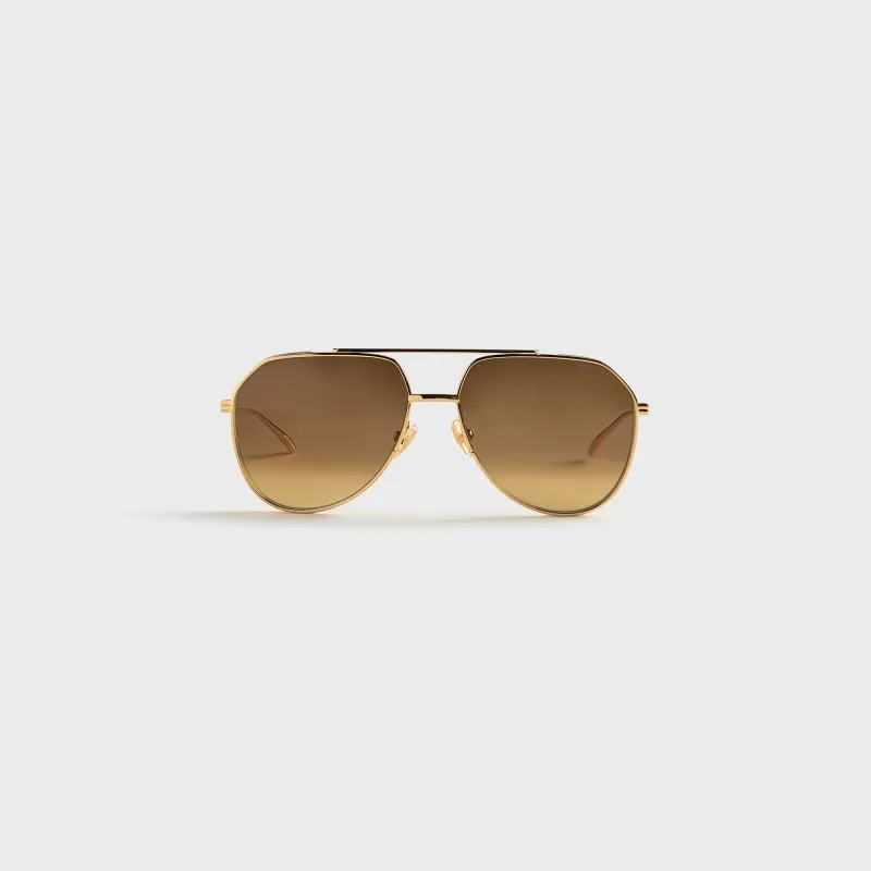 Bottega Veneta Light Ribbon 60MM Pilot Sunglasses - Gold / Brown made by Bottega Veneta