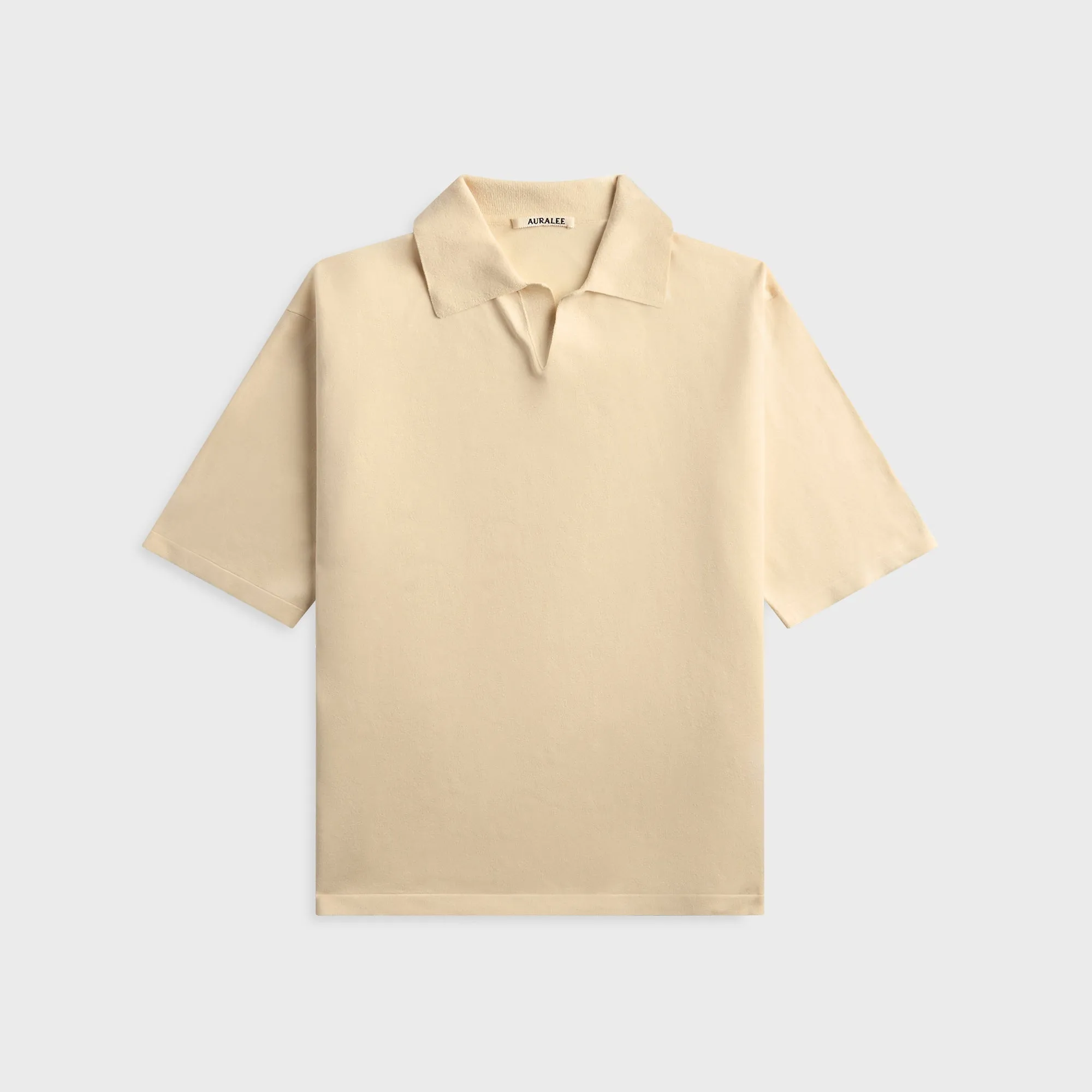 Auralee High Gauge Tussah Silk Knit Skipper Polo - Ivory sold by Kith