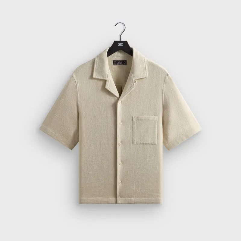 Kith Soft Woven Cropped Beckham Camp Collar Shirt - Waffle made by Kith