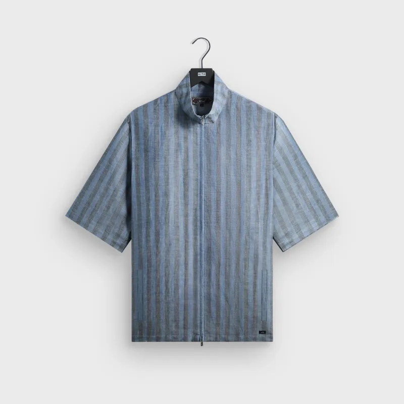 Kith Spun Silk Linen Stripe Colton Zip Front Shirt - Guide made by Kith