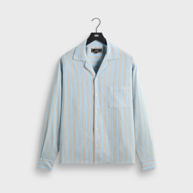 Kith Barre Stripe Long Sleeve Gianni Shirt - Serene made by Kith