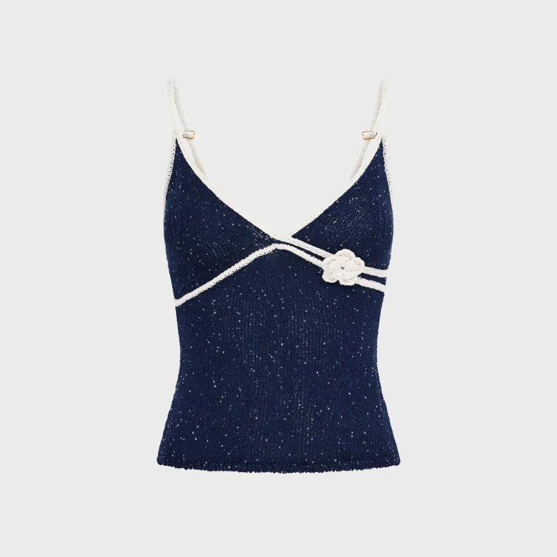 Asta Resort Delilah Camisole Top - Navy Sequin made by Asta Resort