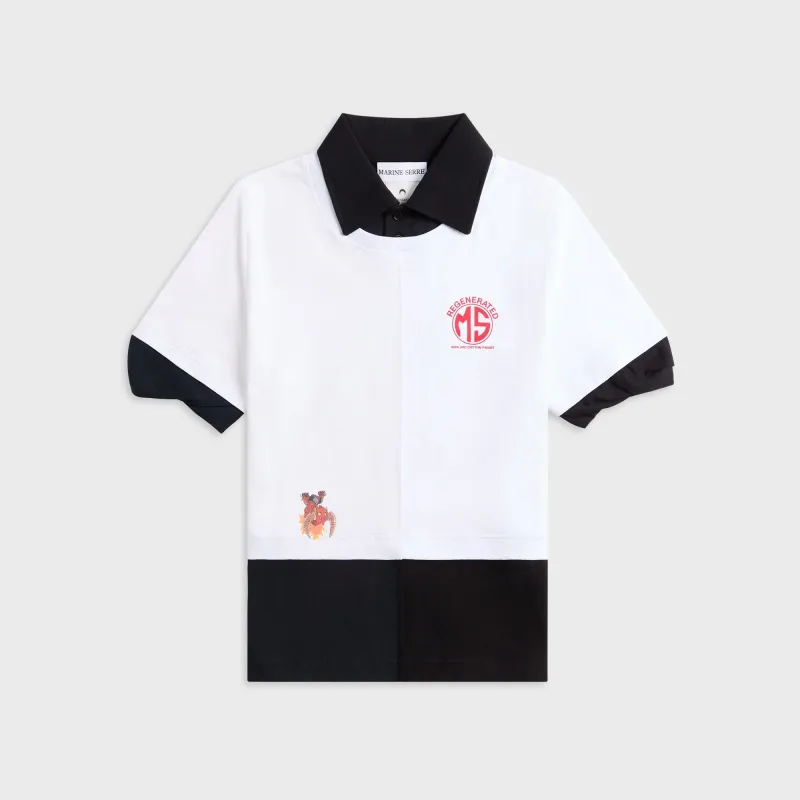Marine Serre Upcycled Jersey Polo Shirt - White made by Marine Serre