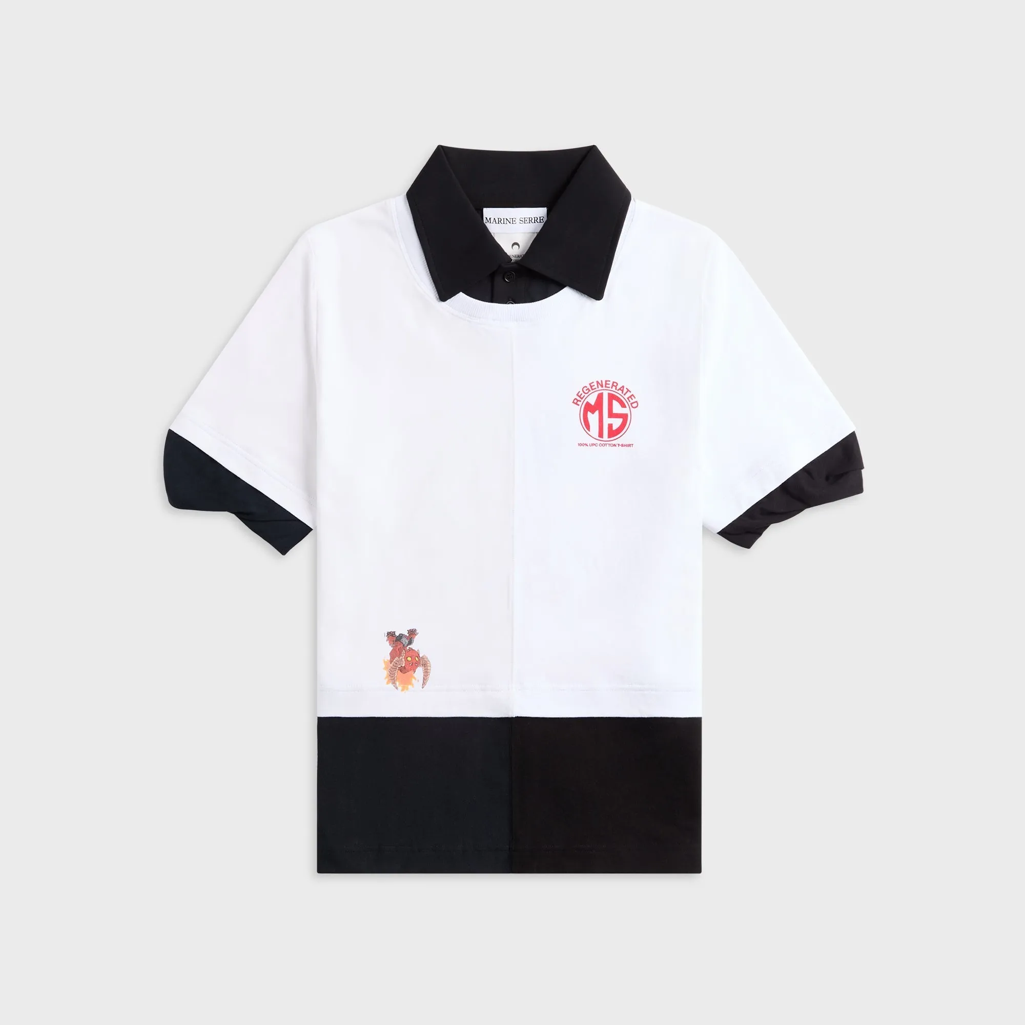 Marine Serre Upcycled Jersey Polo Shirt - White sold by Kith