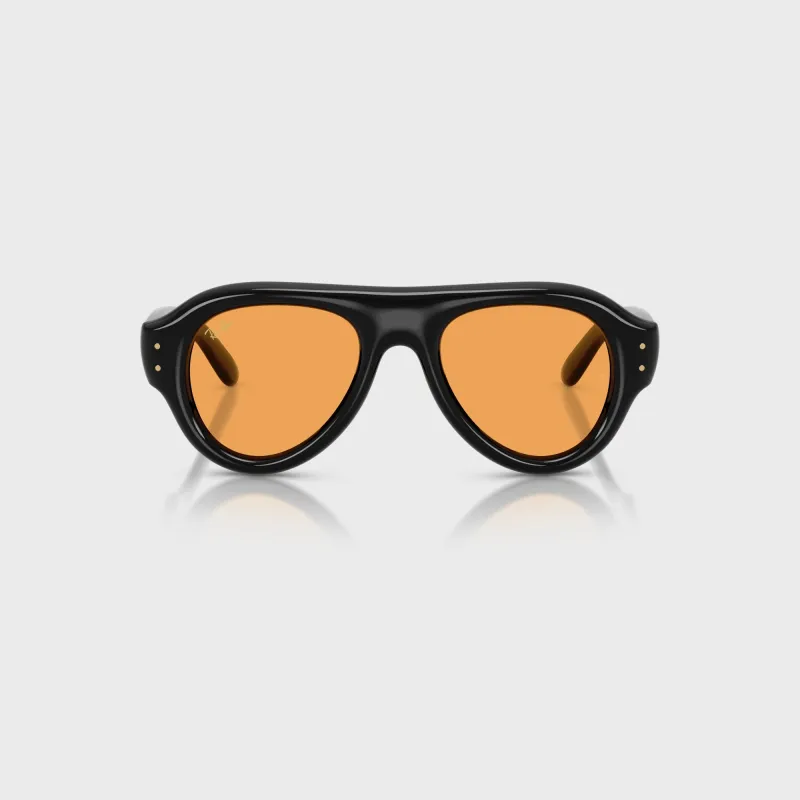 Ray Ban x A$AP Rocky Aviator Puffer Sunglasses - Black Frame / Orange Lens made by Ray-Ban