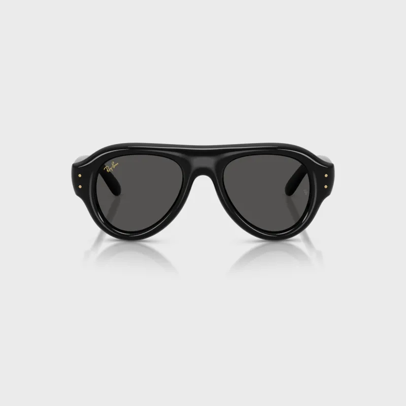 Ray Ban x A$AP Rocky Aviator Puffer Sunglasses - Black Frame / Dark Grey Lens made by Ray-Ban