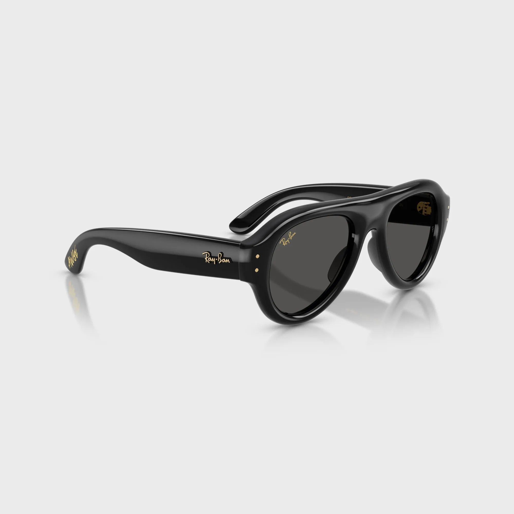 Ray Ban x A$AP Rocky Aviator Puffer Sunglasses - Black Frame / Dark Grey Lens sold by Kith product image thumbnail 2