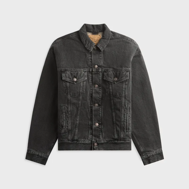 orSLOW Flannel Check Lining JK B.Denim Stone Shirt - Black / White made by orSlow