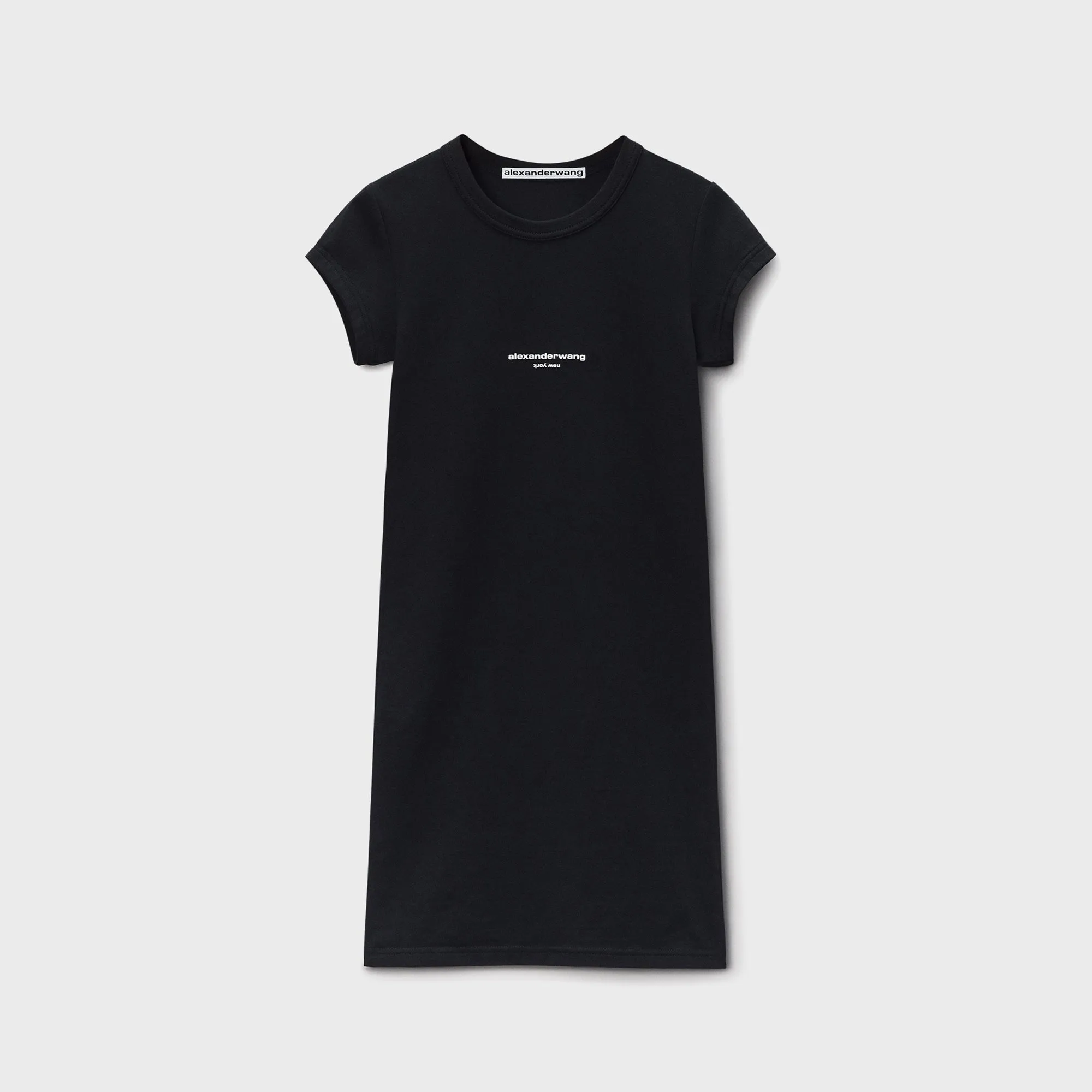 Alexander Wang Logo Fitted Short Sleeve Mini Dress - Black sold by Kith