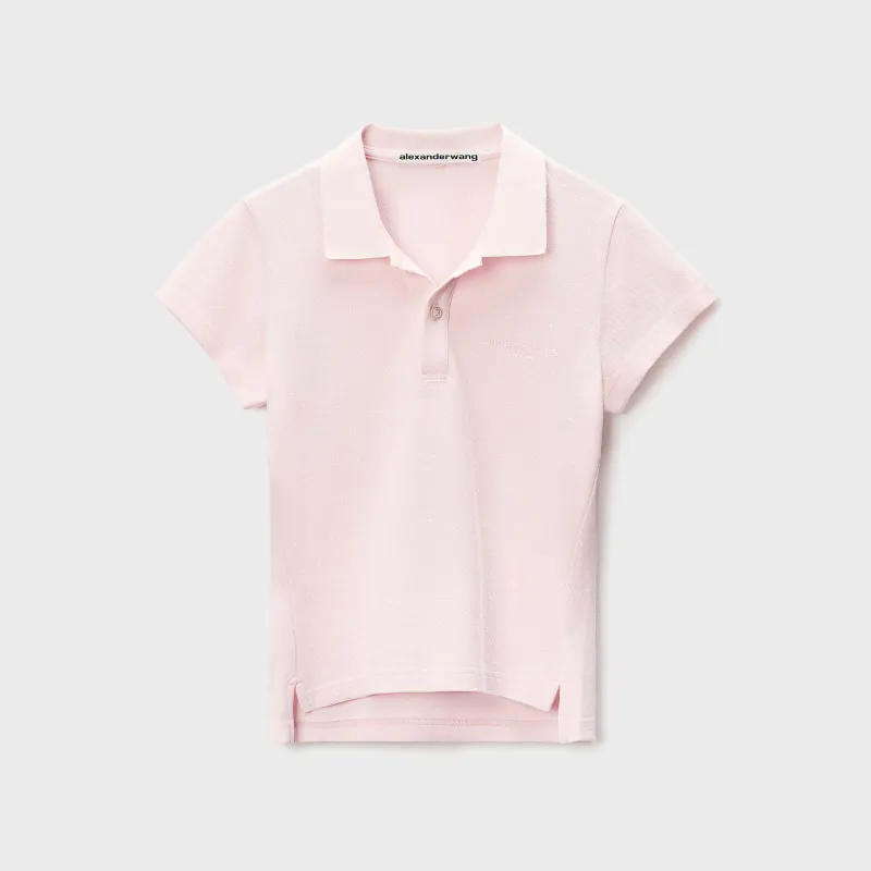 Alexander Wang Crystal Polo Tee - Light Pink made by Alexander Wang