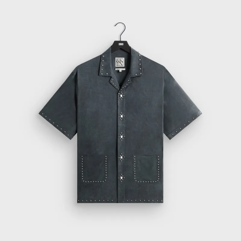 &Kin Studded Cupro Linen Sawyer Shirt - Somber made by Kith