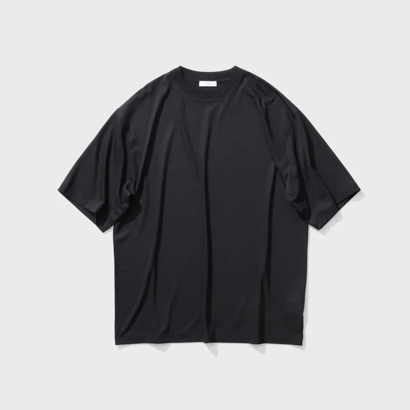 ATON Royal Wool Jersey Loose Fit Tee - Black made by ATON