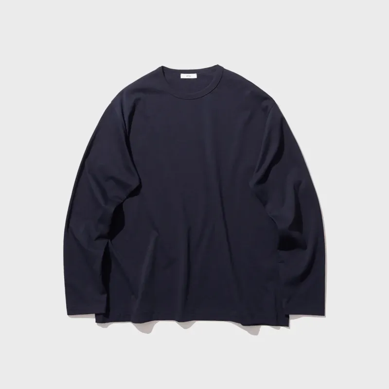 ATON Dry Cotton Jersey Standard Long Sleeve Tee - Navy made by ATON