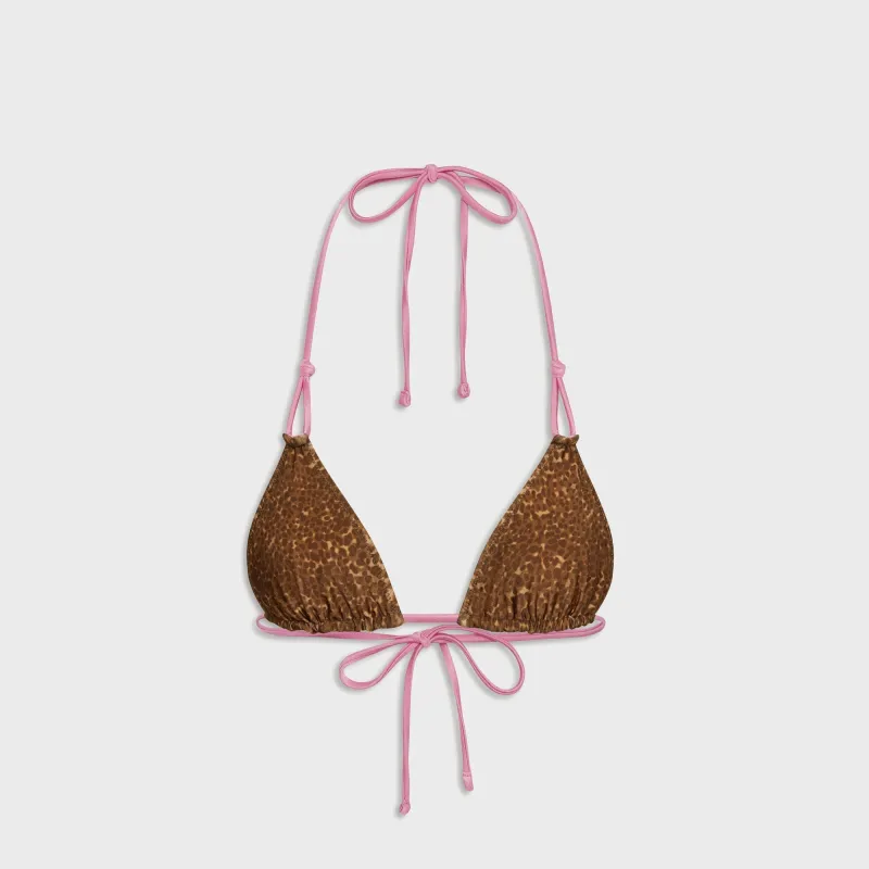 Frankies Bikinis Ari Reversible Satin Bikini Top - Vintage Cheetah made by Frankie's Bikinis