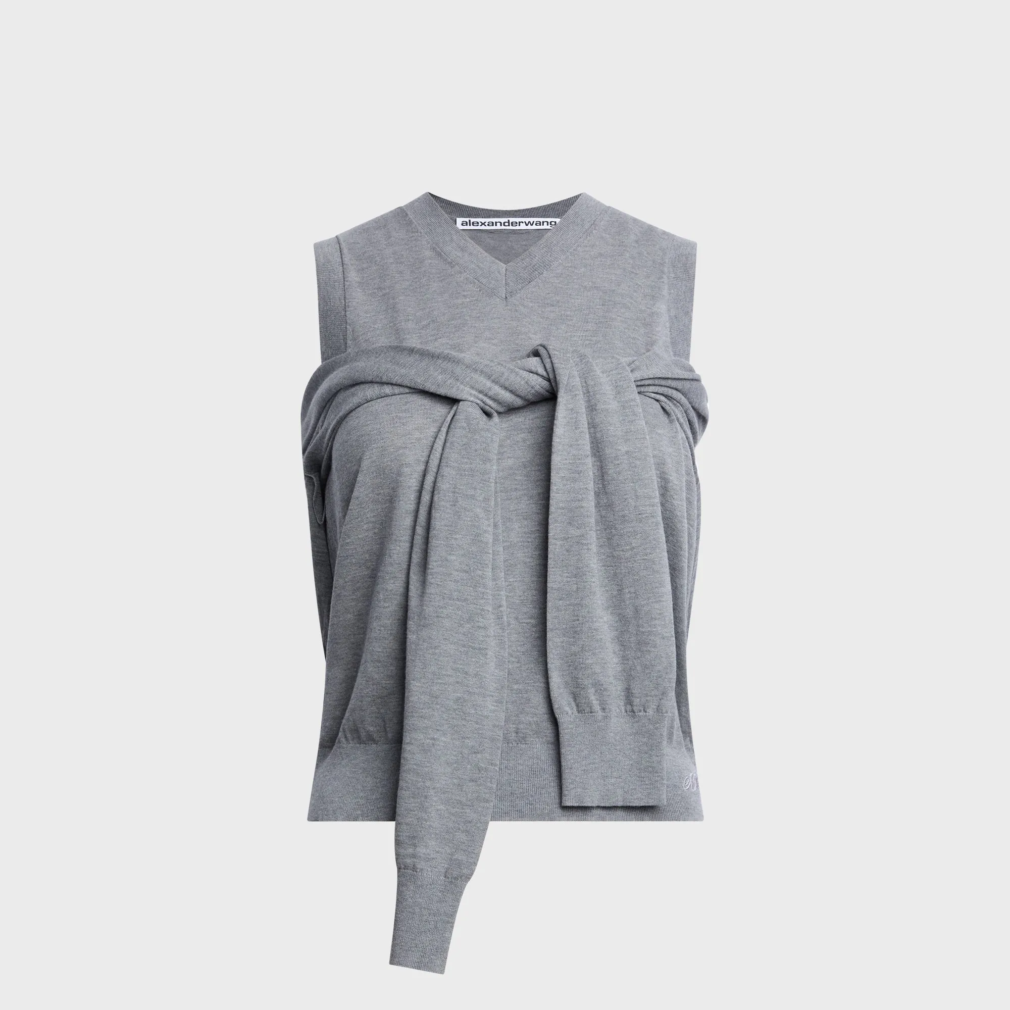 Alexander Wang Tie-front Cardigan Layered V-neck Vest - Heather Grey sold by Kith