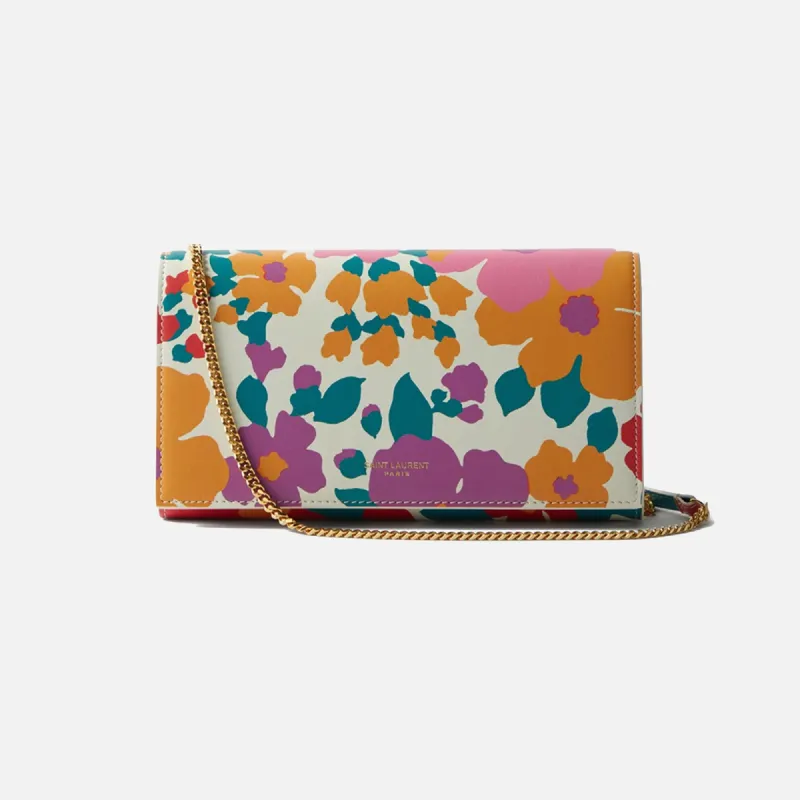 Saint Laurent Wallet on Chain Floral Print - Multicolored sold by Kith